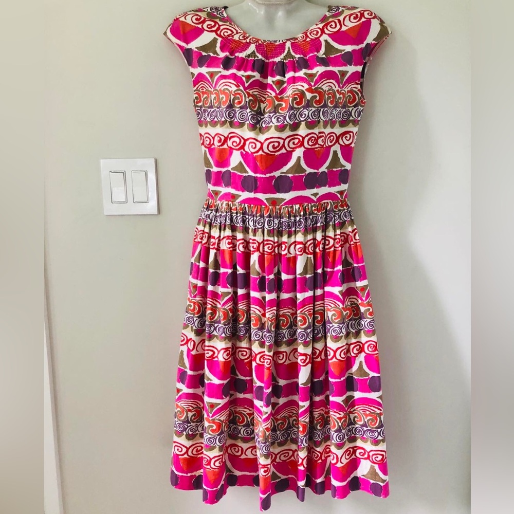 Prada Pink Multicolor Printed Midi Dress